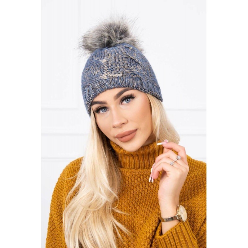 Pletená dámska zimná čiapka K181 - tmavomodrá