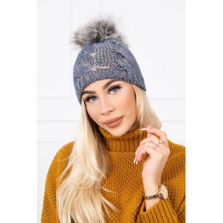 Pletená dámska zimná čiapka K181 - tmavomodrá
