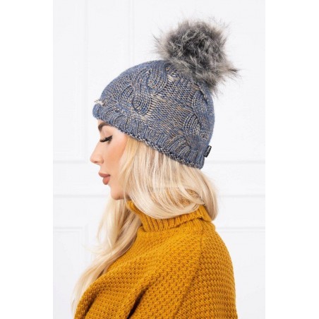 Pletená dámska zimná čiapka K181 - tmavomodrá