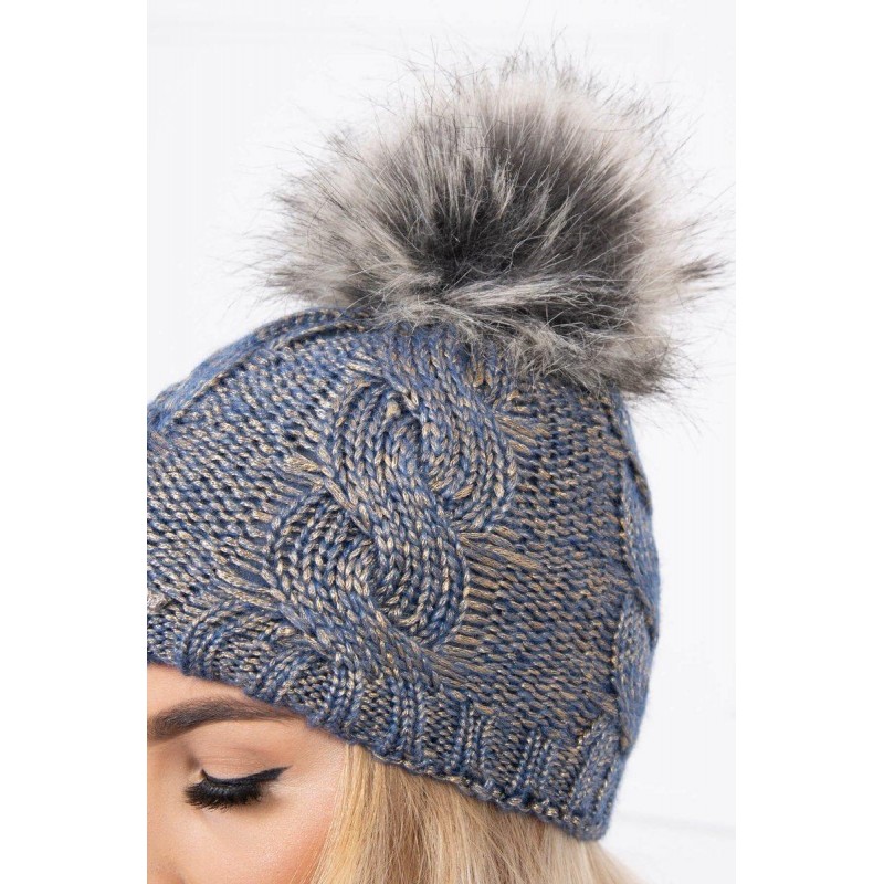 Pletená dámska zimná čiapka K181 - tmavomodrá
