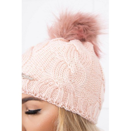 Pletená dámska zimná čiapka K181 - svetloružová