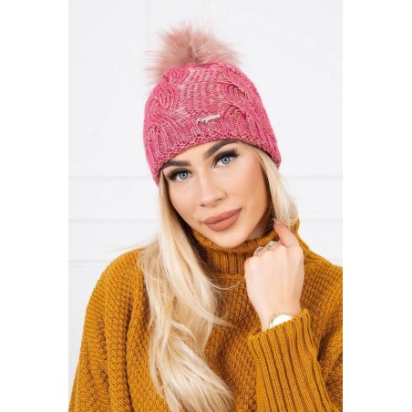 Pletená dámska zimná čiapka K181 - ružová