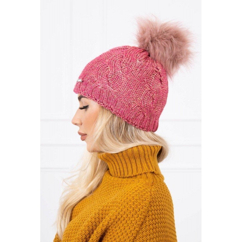 Pletená dámska zimná čiapka K181 - ružová