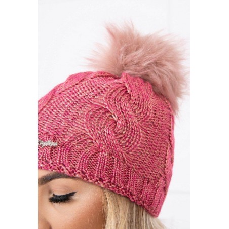 Pletená dámska zimná čiapka K181 - ružová