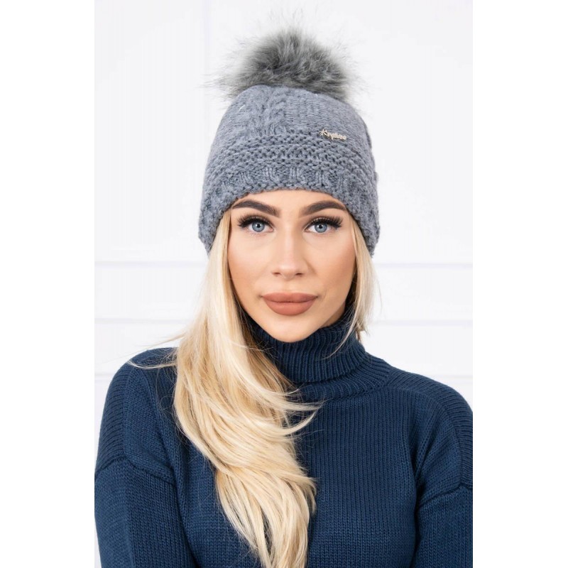 Teplá dámska čiapka K182 - tmavosivá