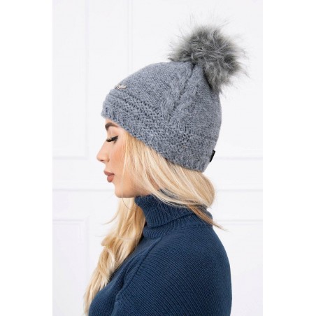Teplá dámska čiapka K182 - tmavosivá