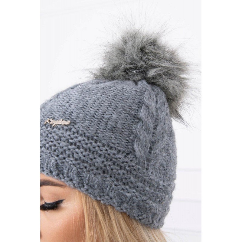 Teplá dámska čiapka K182 - tmavosivá