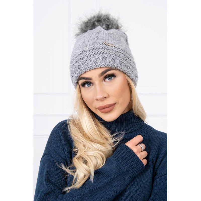 Teplá dámska čiapka K182 - svetlosivá