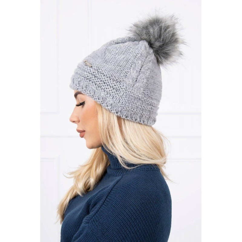 Teplá dámska čiapka K182 - svetlosivá