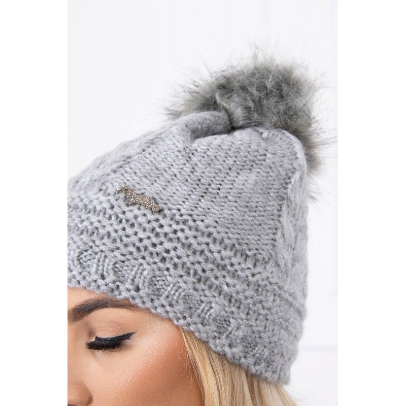 Teplá dámska čiapka K182 - svetlosivá