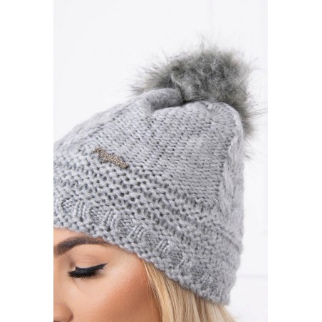 Teplá dámska čiapka K182 - svetlosivá