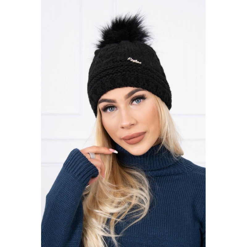 Teplá dámska čiapka K182 - čierna