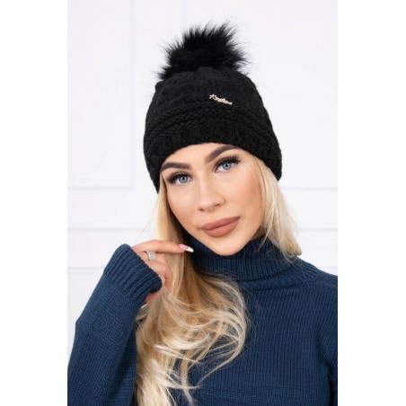 Teplá dámska čiapka K182 - čierna