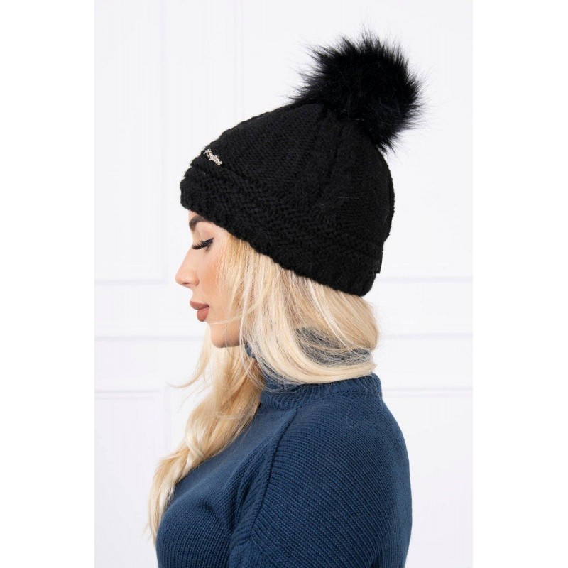 Teplá dámska čiapka K182 - čierna