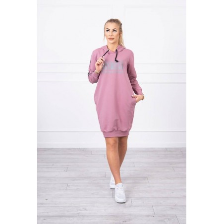Dámske šaty s reflexnou potlačou 67394 - tmavoružové