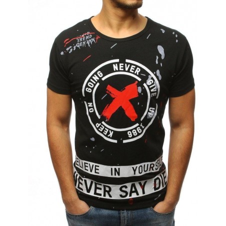 Pánske tričko s výraznou potlačou (rx3080) - čierne