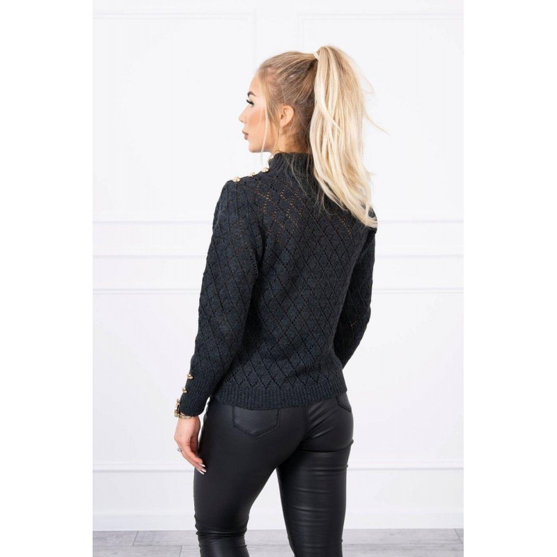 Sveter pre dámy s ozdobnými gombíkmi 2020-19 - grafitový