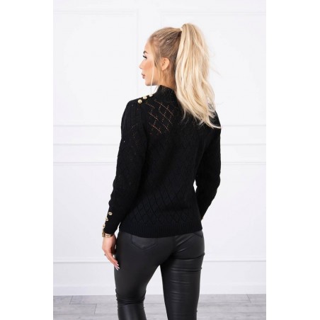 Sveter pre dámy s ozdobnými gombíkmi 2020-19 - čierny
