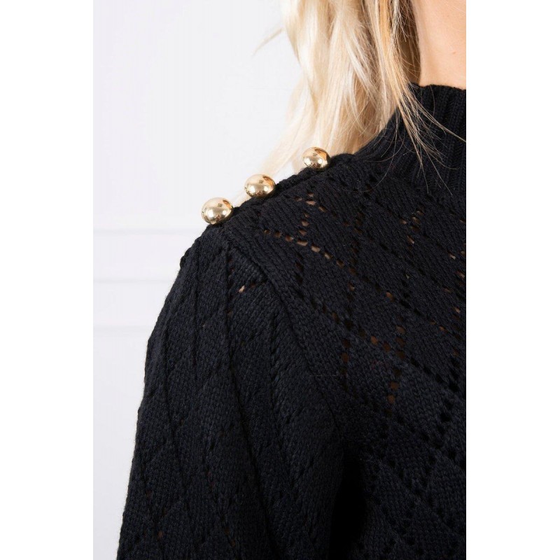 Sveter pre dámy s ozdobnými gombíkmi 2020-19 - čierny