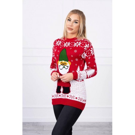 Červený dámsky vianočný sveter CH-11