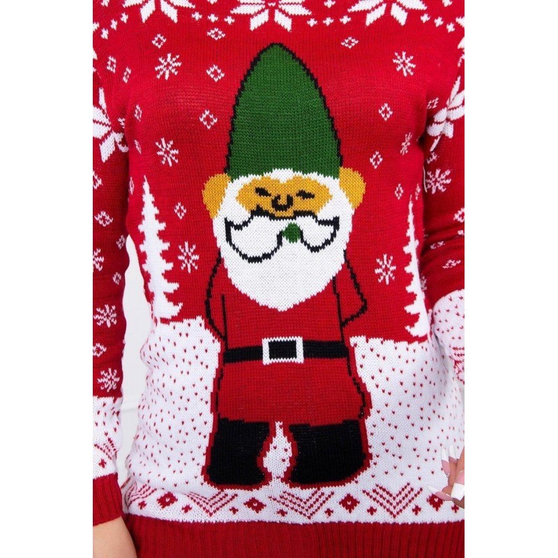 Červený dámsky vianočný sveter CH-11