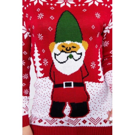Červený dámsky vianočný sveter CH-11