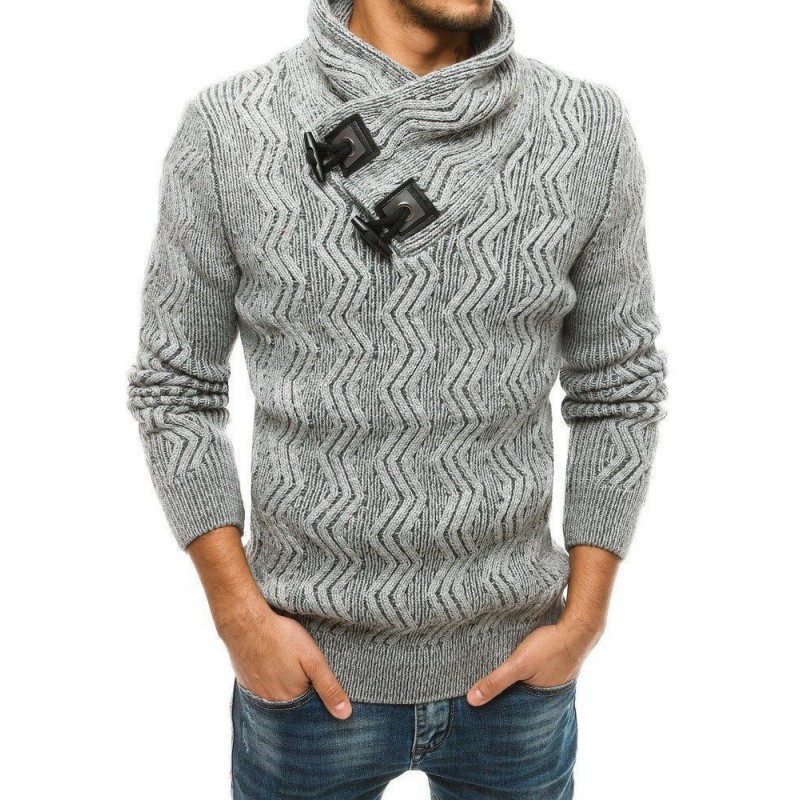 Pánsky hrubý sveter WX1565 - sivý