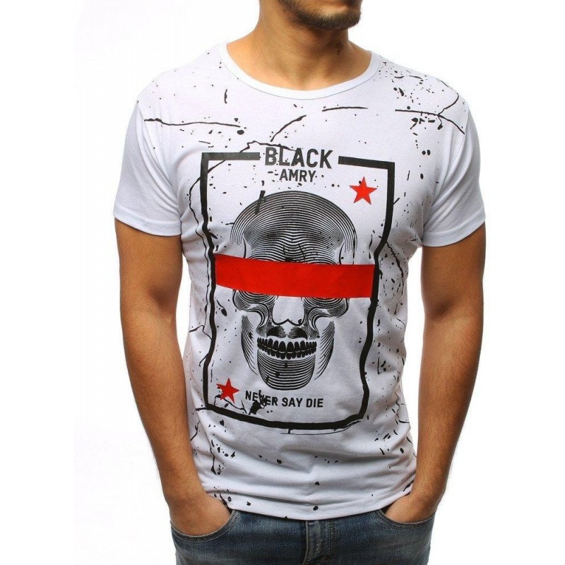 Odvážne pánske tričko s potlačou (rx3111) - biele