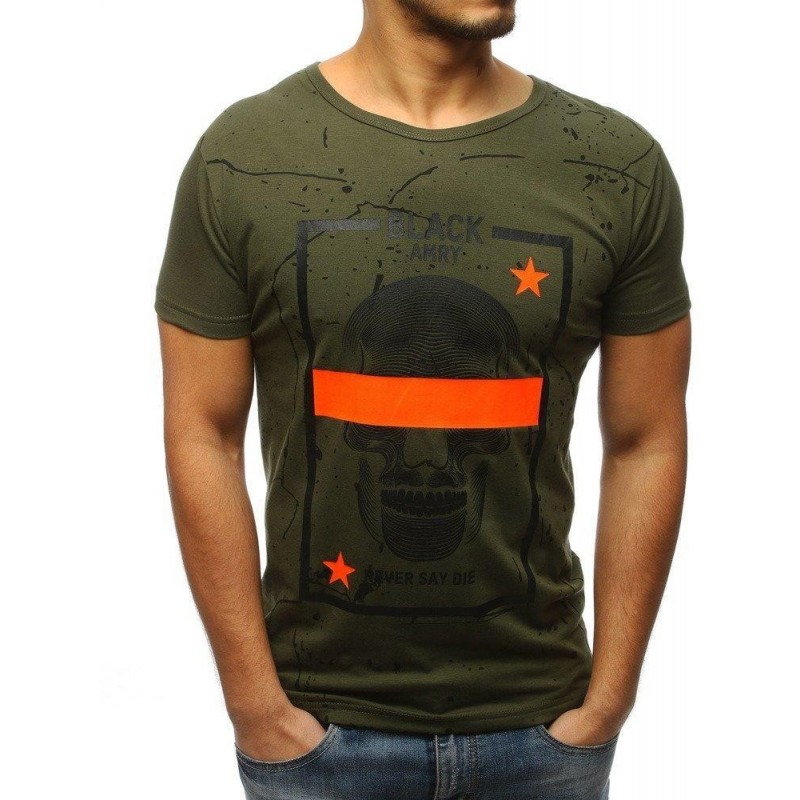 Odvážne pánske tričko s potlačou (rx3112) - zelené