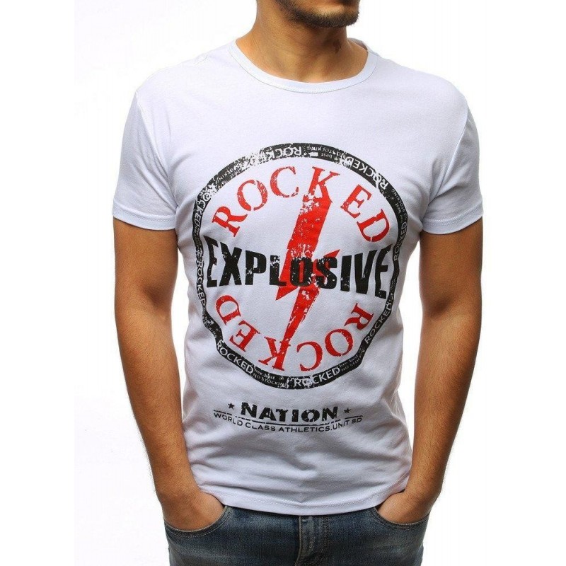 Klasické pánskte tričko s potlačou (rx3129) - biele