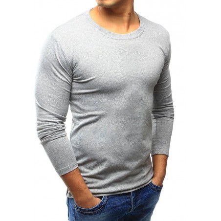 Pánske jednofarebné tričko s dlhým rukávom (lx0418) - sivé