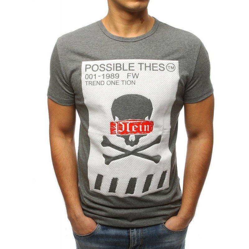 Moderné pánske tričko s potlačou (rx3182) - antracitové