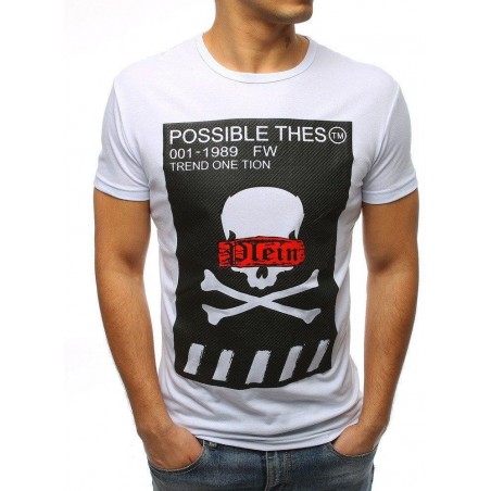 Moderné pánske tričko s potlačou (rx3183) - biele