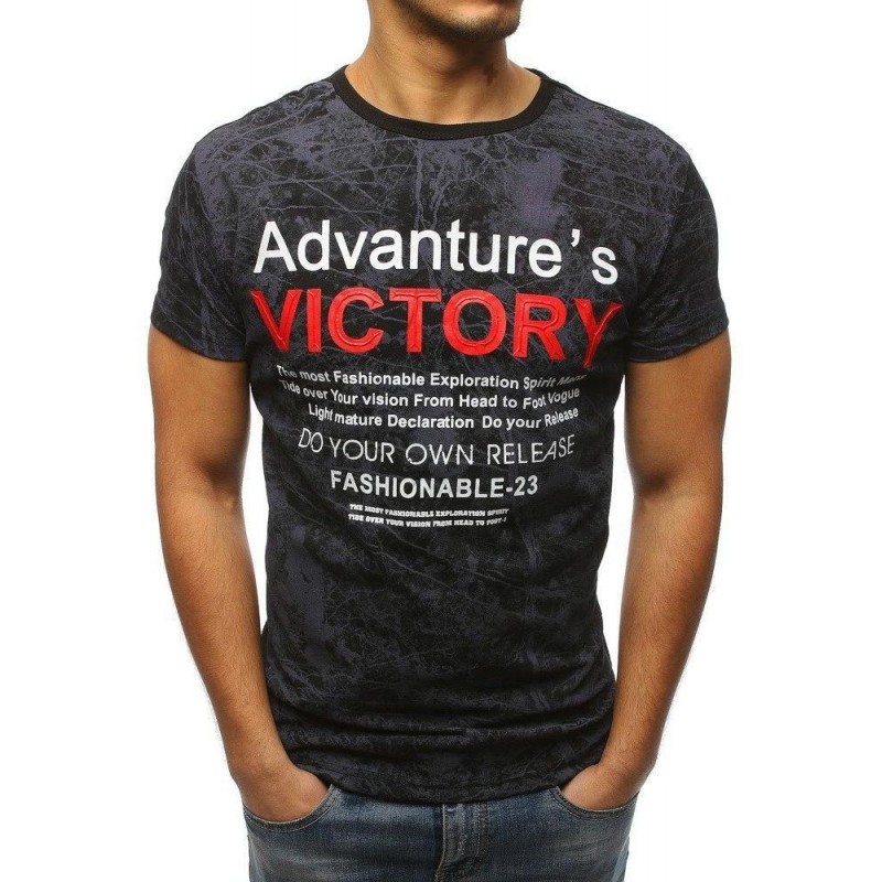 Pánske tričko s výrazným vzorom (rx3190) - čierne