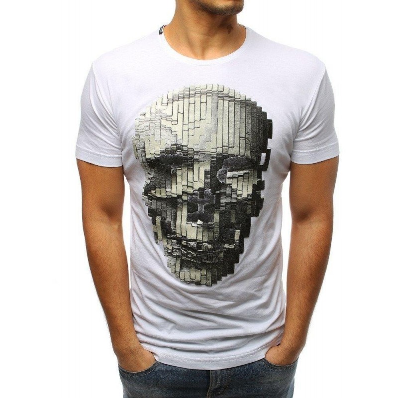 Pánske tričko s lebkou (rx3201) - biele