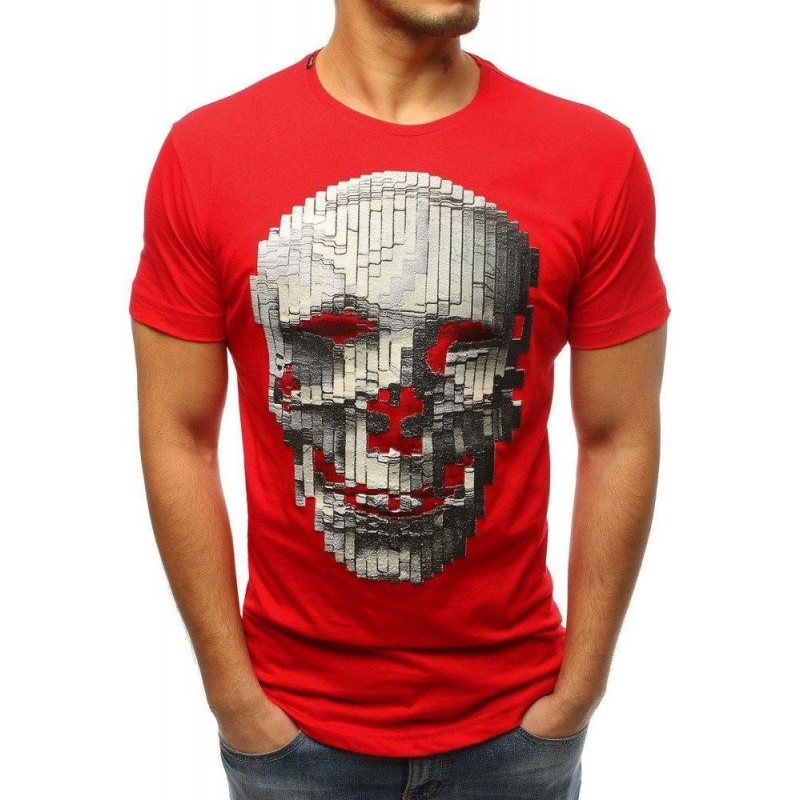 Pánske tričko s lebkou (rx3203) - červené