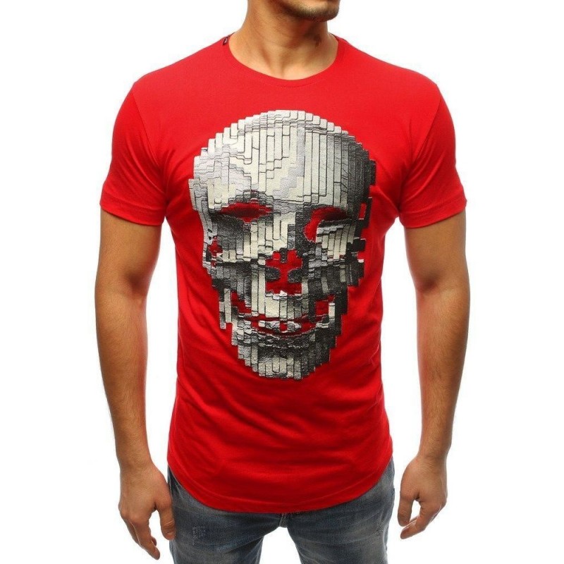 Pánske tričko s lebkou (rx3203) - červené