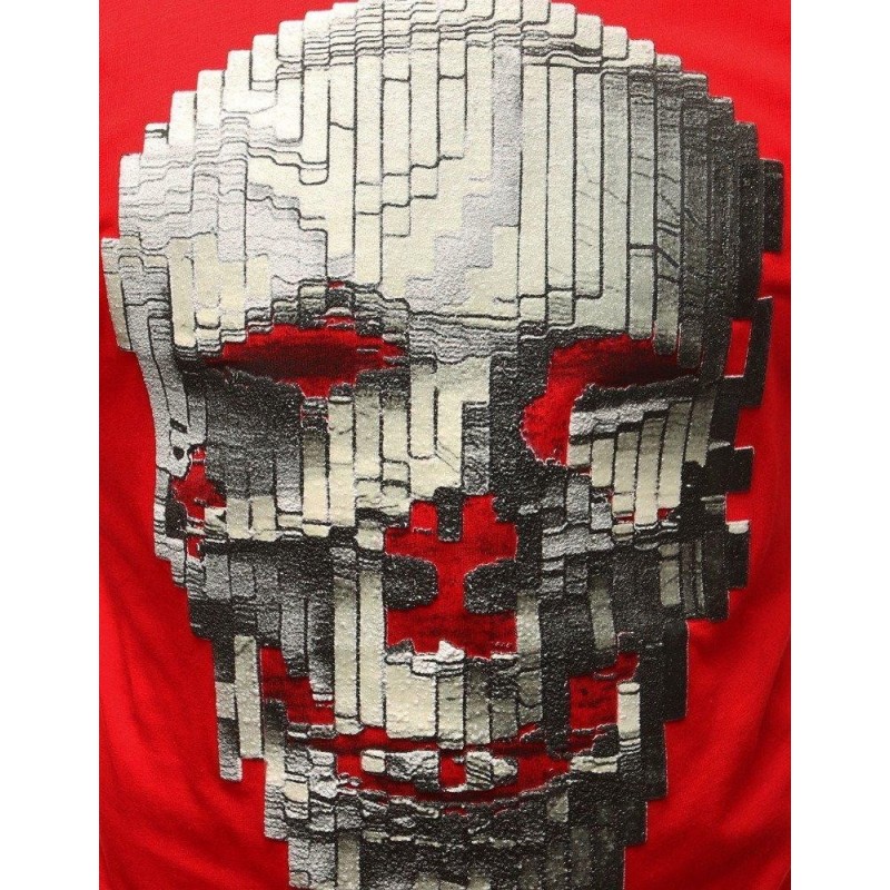 Pánske tričko s lebkou (rx3203) - červené