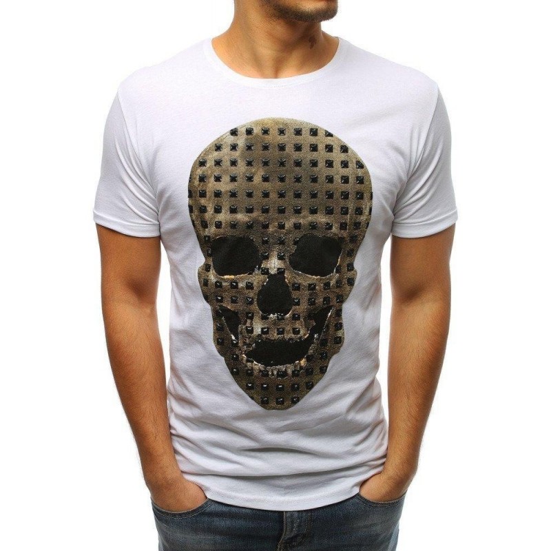 Tričko s lebkou pre mužov (rx3206) - biele