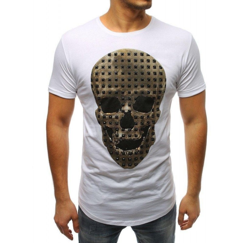 Tričko s lebkou pre mužov (rx3206) - biele