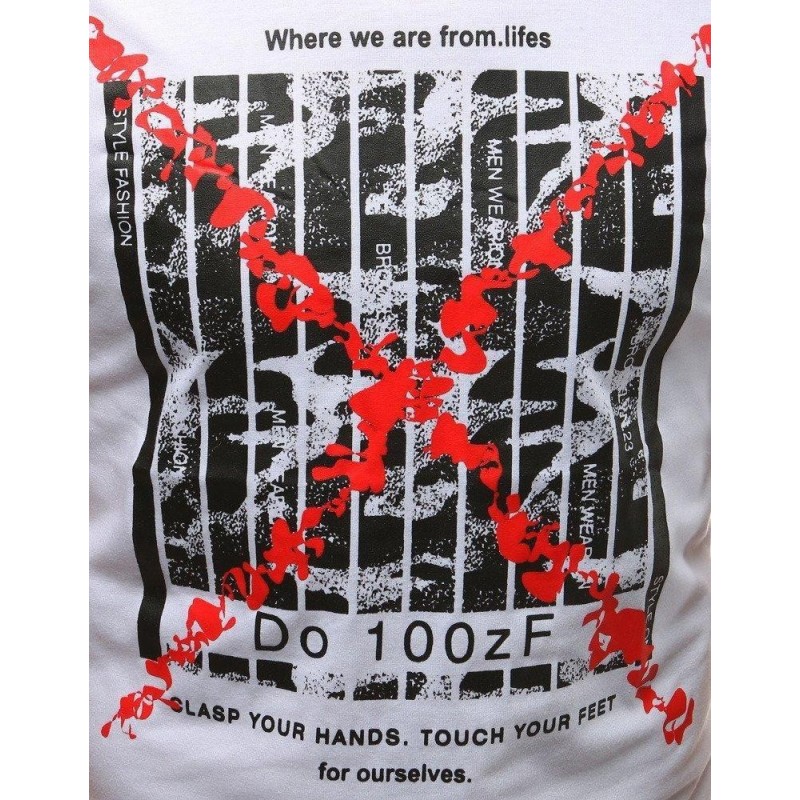 Zaujímavé pánske tričko s potlačou (rx3225) - biele