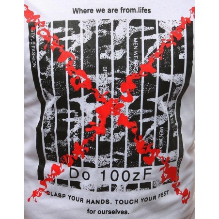 Zaujímavé pánske tričko s potlačou (rx3225) - biele