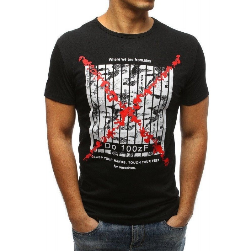 Zaujímavé pánske tričko s potlačou (rx3227) - čierne