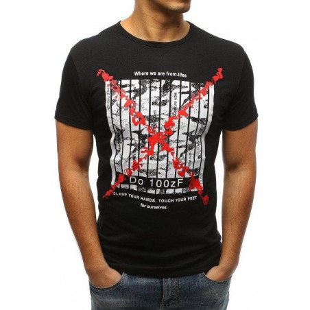 Zaujímavé pánske tričko s potlačou (rx3227) - čierne