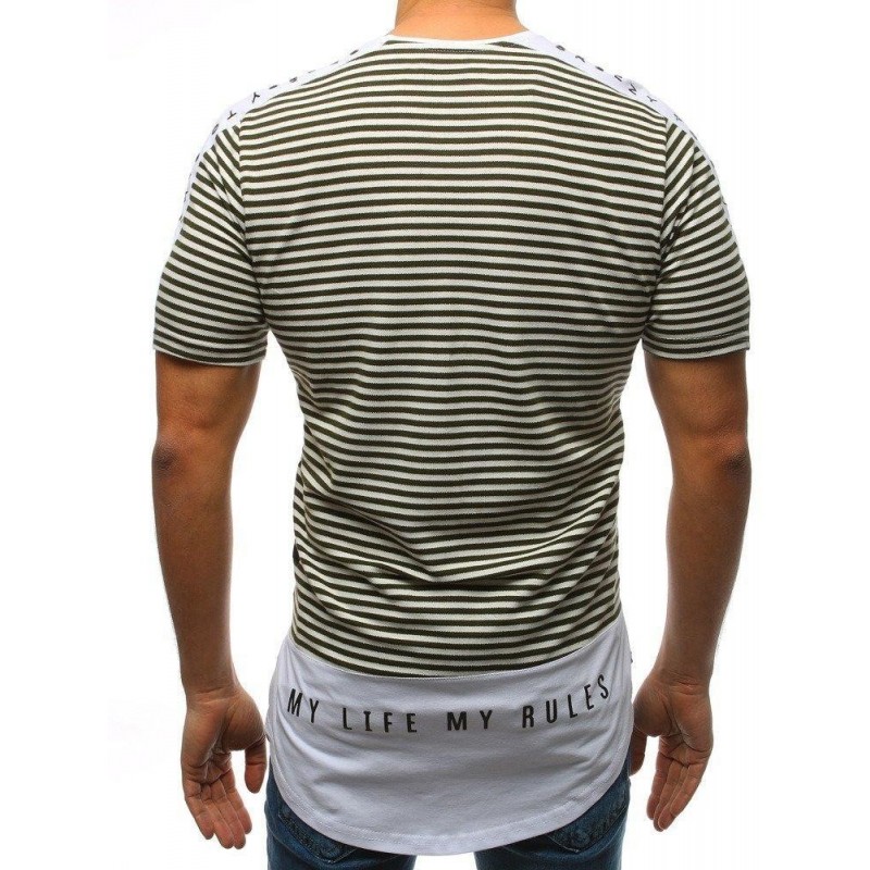 Pruhované tričko (rx3195) - tmavozelené