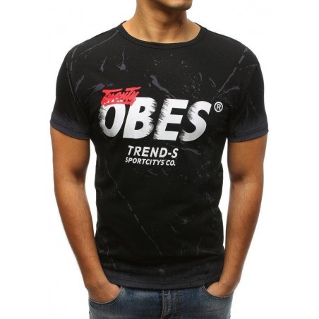 Bavlnené čierne tričko s potlačou (rx3233)