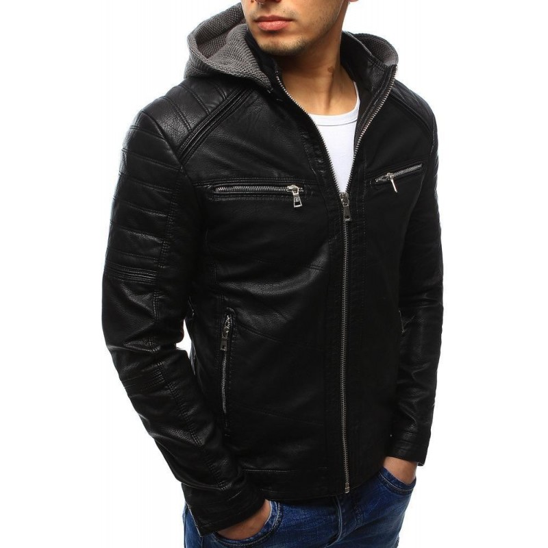 Koženková bunda pre pánov (tx2070) - čierna