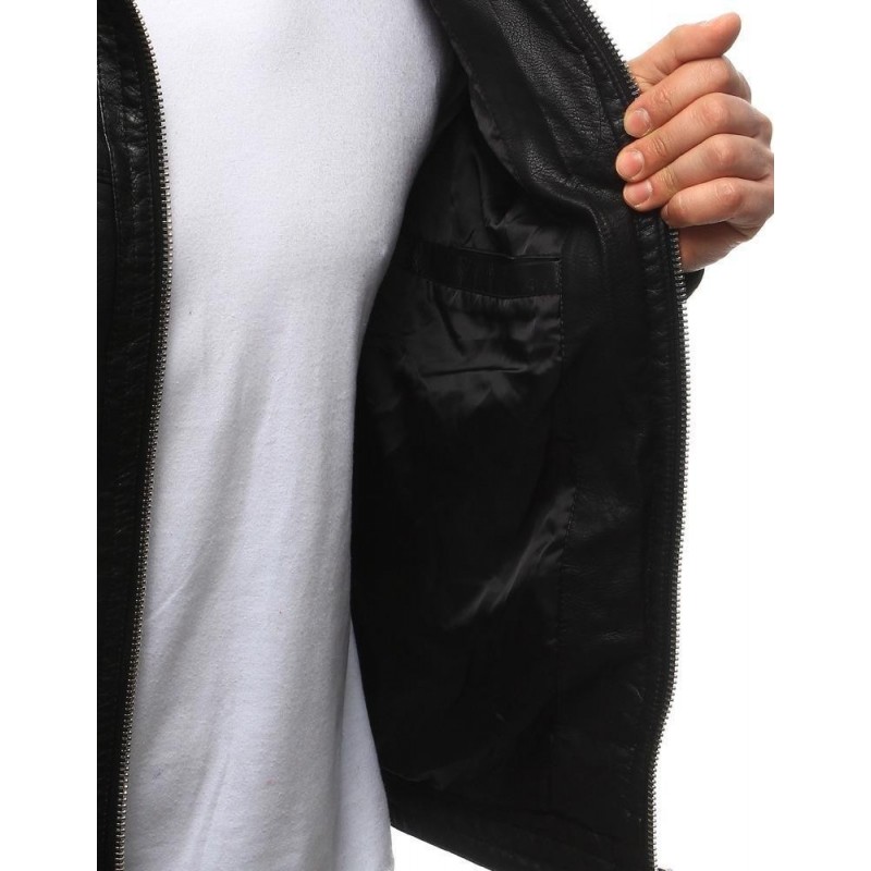 Koženková bunda pre pánov (tx2070) - čierna