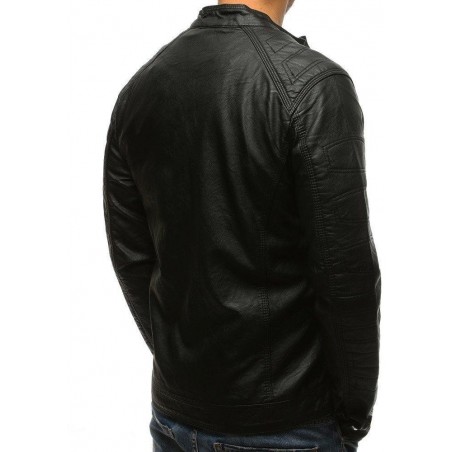 Pánska čierna koženková bunda (tx1532)