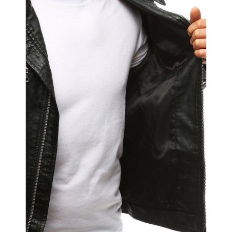 Pánska koženková bunda (tx2626) - čierna